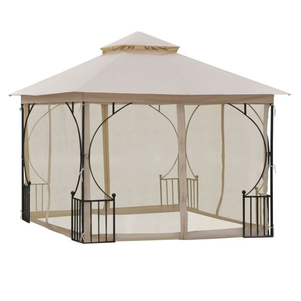 Outsunny Pavillon Gartenpavillon Partyzelt Gartenzelt Festzelt Doppeldach 3x3m, 84C-005