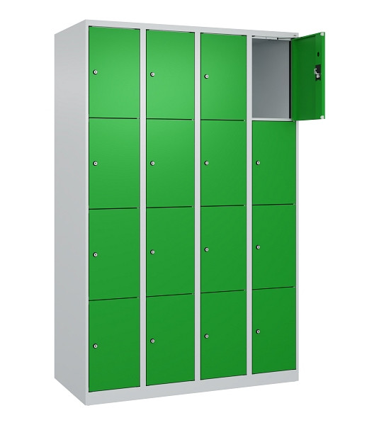 C+P Schließfachschrank Evolo PLUS, 16 Fächer, 1850x1200x500mm, 7035/6037, 049000-404 S10011