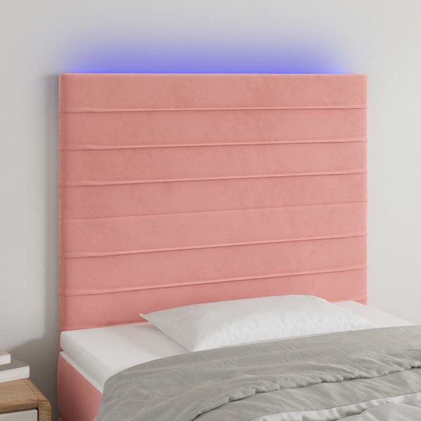 vidaXL LED Kopfteil Rosa 100x5x118/128 cm Samt, 3122611