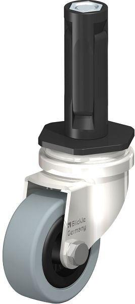 Blickle LRXA-VPA 50G-EXR02 Edelstahl-Apparate-Lenkrolle mit Expander, Vollgummi, Grau, 856417