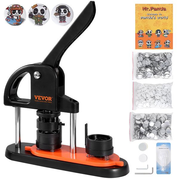 VEVOR Buttonmaschine Knopfmachermaschine 32mm 500 Stück Badge Punch Press, Buttonpresse, DIY Badge Press Machine Button Badge Maker, SLKXZJ32MM500JRFVV0
