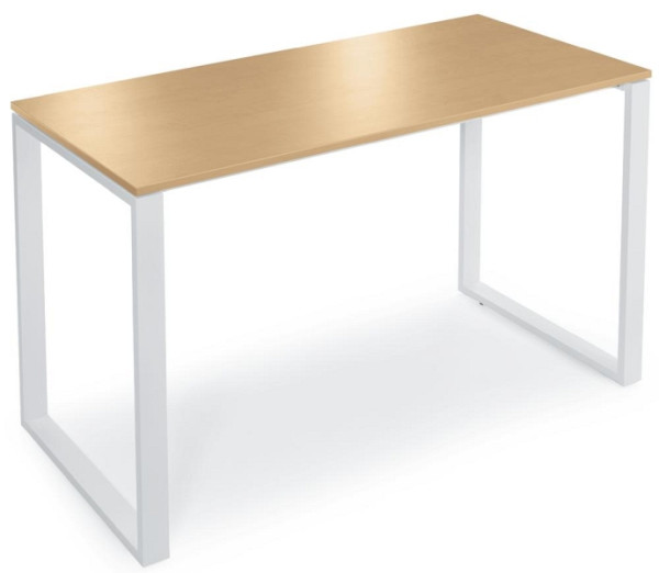 Deskin Stehtisch CELSUS, Platte Holzdekor Buche, Gestell Weiß, B 1600 x T 800 x H 1100 mm, 295046