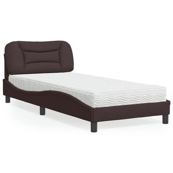 vidaXL Bett mit Matratze Dunkelbraun 90x190 cm Stoff, 3208502