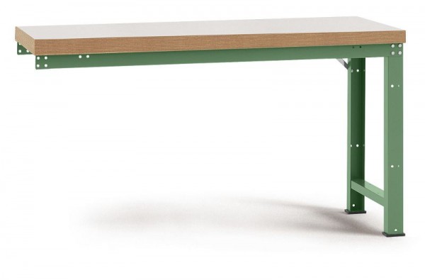 Manuflex Anbauwerkbank PROFI Standard mit Kunststoffplatte, BxTxH = 1250 x 700 x 840 mm, Resedagrün, WP4009.6011