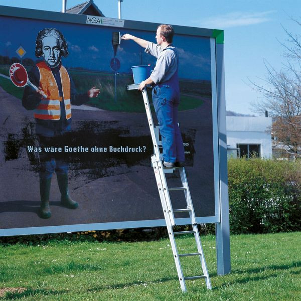 Euroline Plakatleiter 2-teilig mit 2 x 4 Stufen, 1,9m senkrechte Leiterhöhe, 3280004