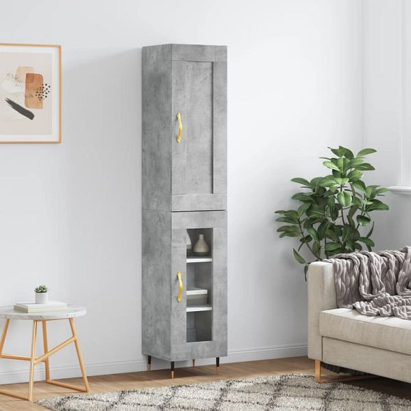 vidaXL Highboard Betongrau 34,5x34x180 cm Holzwerkstoff, 3200373