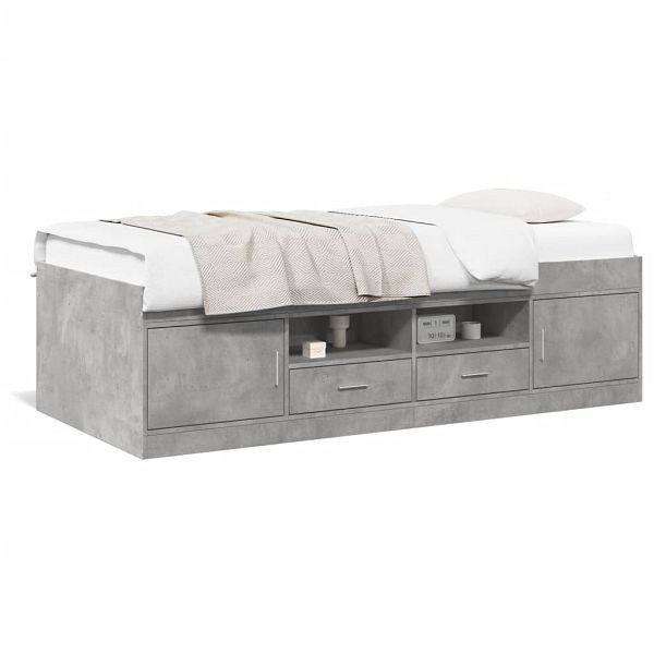 vidaXL Tagesbett mit Schubladen Betongrau 90x200 cm Holzwerkstoff, 3280247