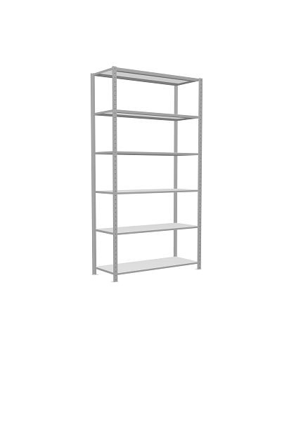 Schulte Grundregal, Steckregal MULTIplus250, 2500 x 1300 x 500 mm, 6 Fachböden, Kreuzstrebe, RAL 7035 lichtgrau, 32851-130