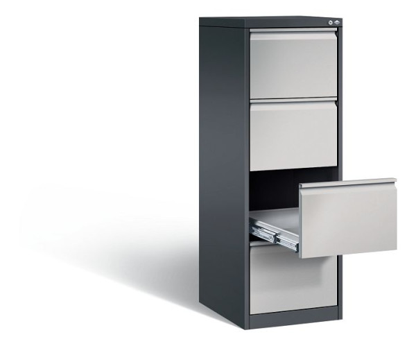 C+P Karteischrank Acurado, H1357xB433xT590mm, Farbe: Schwarzgrau / Weißaluminium, Griffleiste, 12434-321 S10017