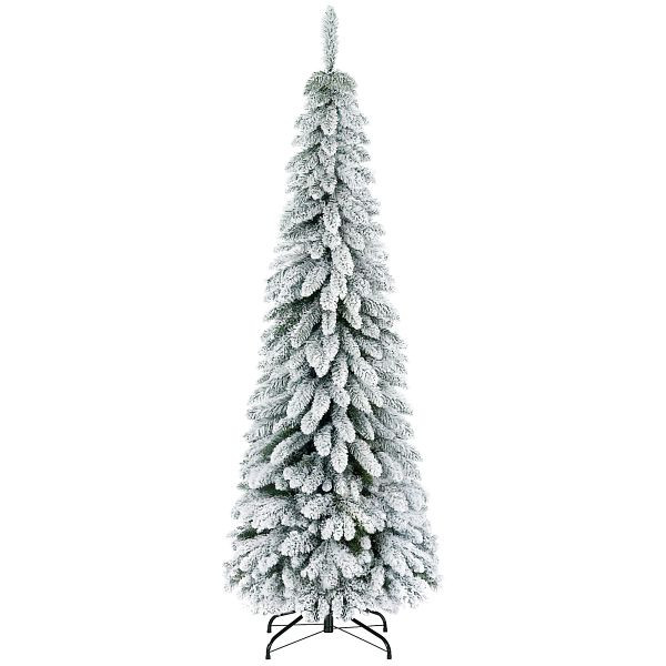 HOMCOM Künstlicher Weihnachtsbaum, 1,80 m, mit 523 Zweigen, Kunstschnee, lebensechtes Aussehen, schlanke Form, 830-726V01GN