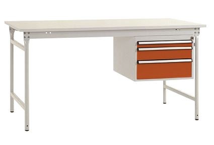 Manuflex Komplett-Beistelltisch BASIS stationär mit Melamin-Platte + Gehäuse-Unterbau, BxTxH: 1500 x 800 x 780 mm, Rotorange, BB5281.2001