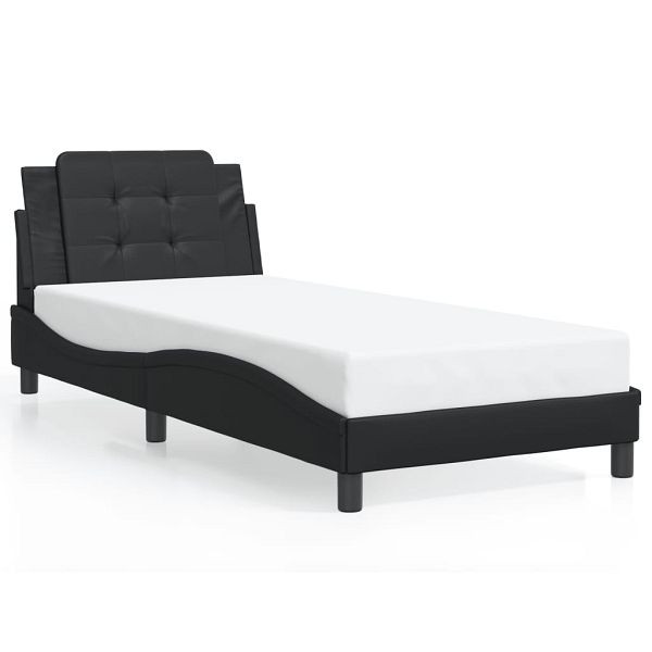 vidaXL Bettgestell mit Kopfteil Schwarz 90x190 cm Kunstleder, 3208149