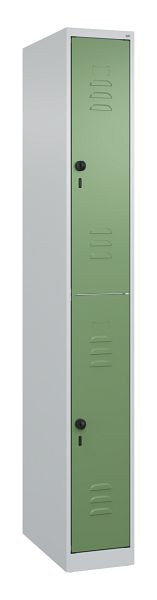 C+P Doppelstöckiger Spind Classic PLUS, 1850x250x500mm, 7035/6011, Drehriegel, 080300-19 S10006