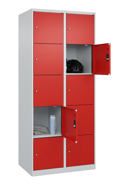 C+P Schließfachschrank Evolo PLUS, 10 Fächer, 1850x800x500mm, 7035/3020, 049000-225 S10005