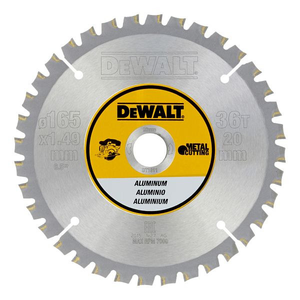 DeWalt Kreissägeblatt Akku 165/20mm 36FZ, Metall, DT1911-QZ