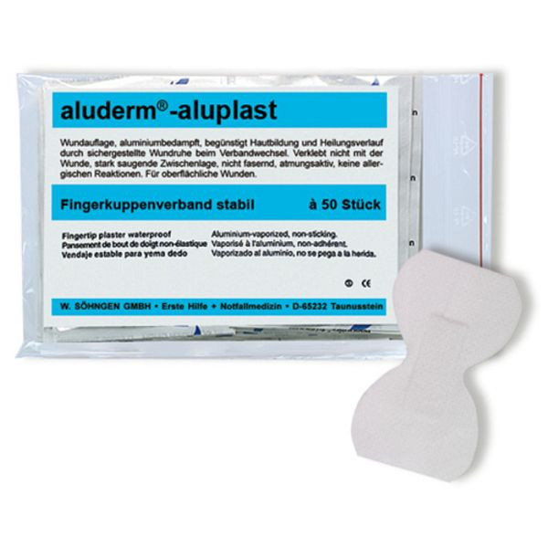 Stein HGS Fingerkuppenverbände aluderm®-aluplast, 50 Stück / stabil, (widerstandsfähig und wasserfest), 25994