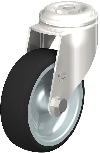 Blickle LKRXA-PATH 101G-11 Edelstahl-Apparate-Lenkrolle mit Rückenloch, Thermoplastisches Polyurethan, Grau, 847042