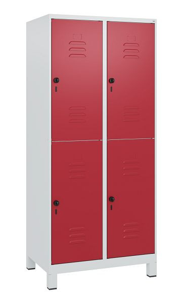 C+P Doppelstöckiger Spind Classic PLUS, Füße, 2 Abteile, 1800x800x500mm, 7035/3003, Drehriegel, 0803107-22 S10001