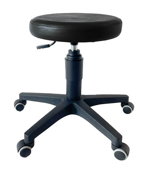 ultraMEDIC Rollhocker ultraSWIVEL6 Sitzhöhe 39 - 52 cm, Sitzdurchmesser 35 cm, Kunstlederbezug Schwarz, SAN-1500-SW
