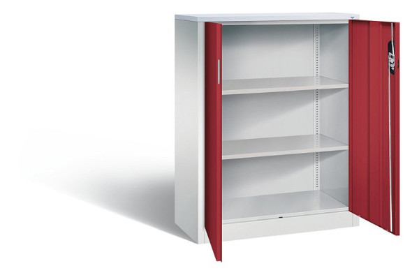 C+P Büroschrank Acurado, H1200xB930xT400mm, Farbe: Lichtgrau / Rubinrot, Muldengriff, 3 OH, 9267-1200 S10302