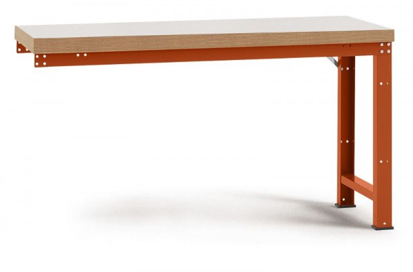 Manuflex Anbauwerkbank PROFI Standard mit Kunststoffplatte, BxTxH = 1250 x 700 x 840 mm, Rotorange, WP4009.2001