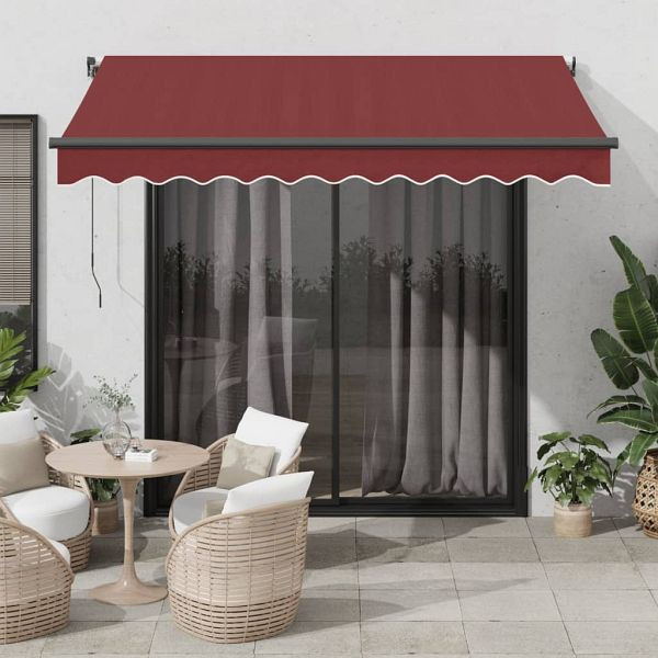 vidaXL Markise Automatisch mit LEDs Weinrot 350x250 cm, 3310185