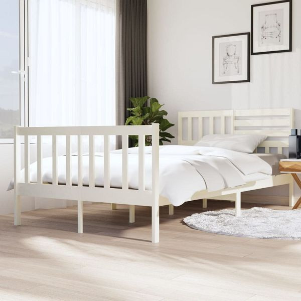 vidaXL Massivholzbett Weiß 120x200 cm, Material: Kiefer-Massivholz, 3101149