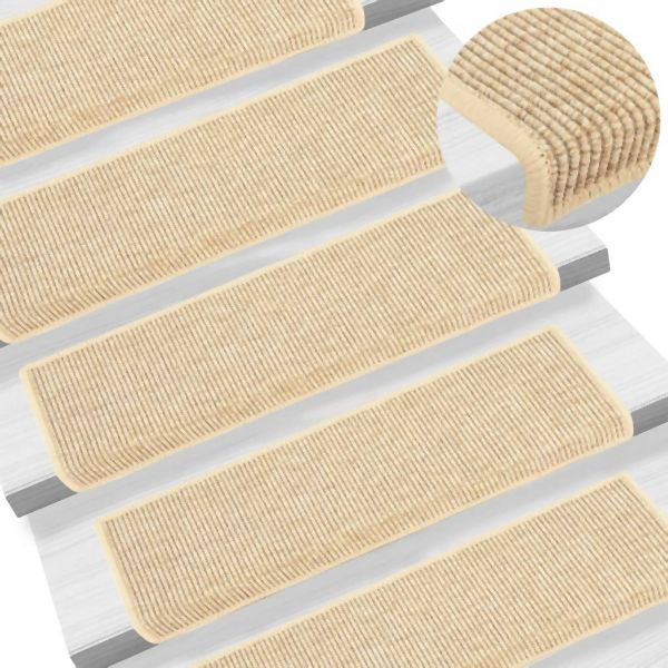 vidaXL Stufenmatten Selbstklebend 15 Stk Sisal-Optik 65x21x4cm, 326909