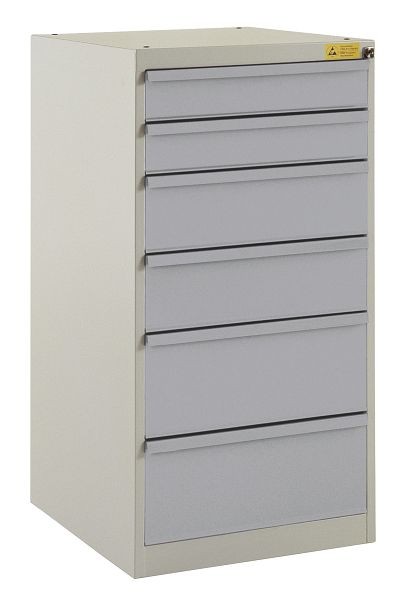 Manuflex ESD-Schubfachschrank BASETEC Stationär, Nutzhöhe 900 mm mit 6 Schubfächern, in alusilber ähnlich RAL 9006, LS1042.9006