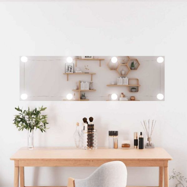 vidaXL Wandspiegel mit LED-Leuchten 30x100 cm Glas Rechteckig, 3189151