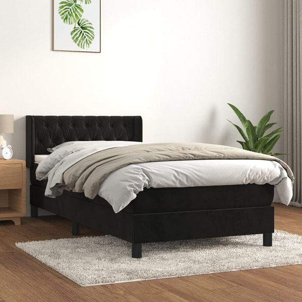 vidaXL Boxspringbett mit Matratze Schwarz 90x200 cm Samt, 3131119