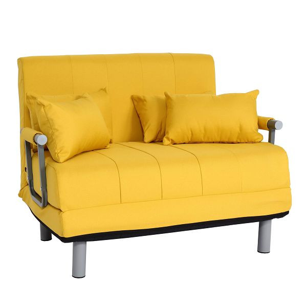 Mendler Schlafsessel HWC-K29, Klappsessel Schlafsofa Gästebett Relaxsessel, Liegefläche 186x97cm, Stoff/Textil gelb, 89634