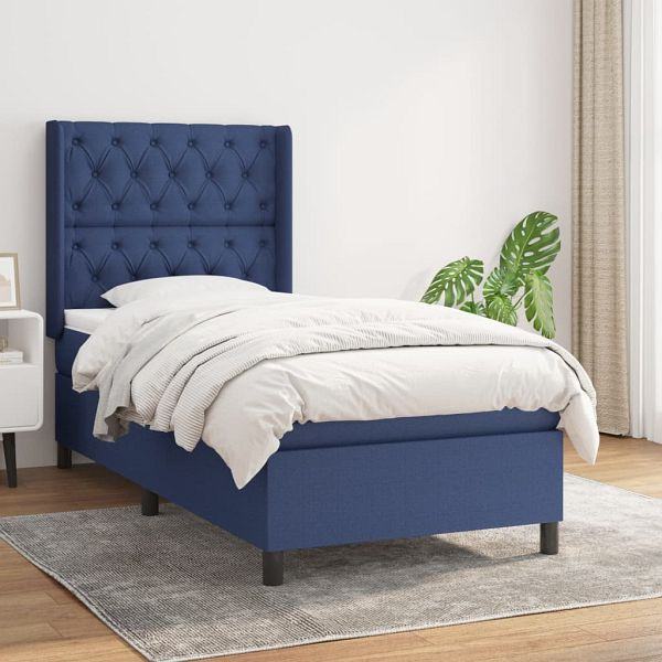 vidaXL Boxspringbett mit Matratze Blau 80x200 cm Stoff, 3131631