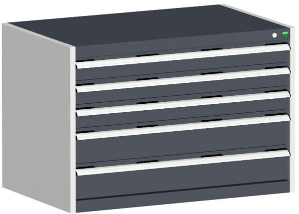 bott cubio Schubladenschrank bestückt mit 5 Schubladen BxTxH: 1050 x 750 x 700 mm, RAL 7035/7016, 40029097.19V