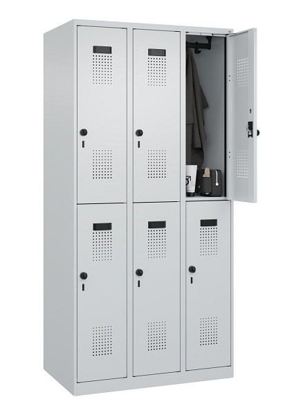 C+P Doppelstöckiger Spind Evolo PLUS, 6 Fächer, 1850x900x500mm, 7035/7035, Drehriegel, 049300-30 S10013