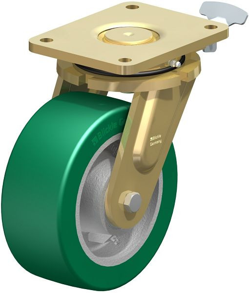 Blickle LS-GST 202K-RI4 Stahlgeschweißte Schwerlast-Lenkrolle, schwere Drehkranz-Ausführung, Blickle Softhane®, Grün, 852433