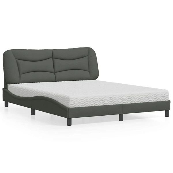 vidaXL Bett mit Matratze Dunkelgrau 160x200 cm Stoff, 3208542