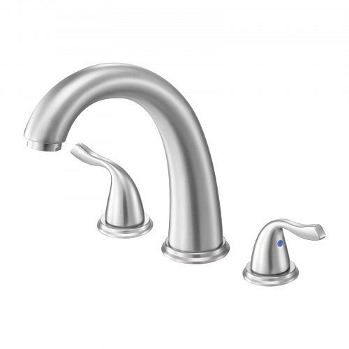 VEVOR römische Badewannenarmatur mit 3 Löchern & 2 Griffen, Edelstahl Bogenauslauf für Deckmontage, gebürstet, DFPTKBDHS2GSXCXO0002V0