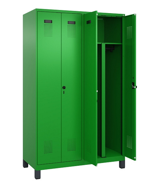 C+P PSA Schwarz-Weiß-Spind Evolo PLUS, mit Füßen, 4 Abteile, 1950x1200x500mm, 6, Drehriegel, 049012-40P S10026