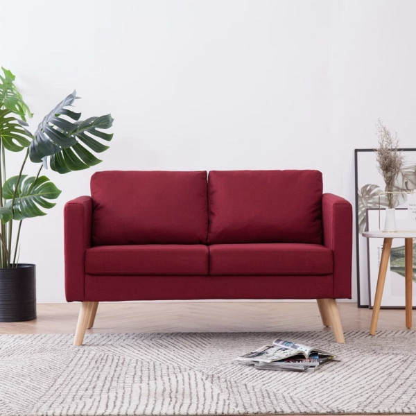 vidaXL 2-Sitzer-Sofa Stoff Weinrot, 281363, 8719883569673