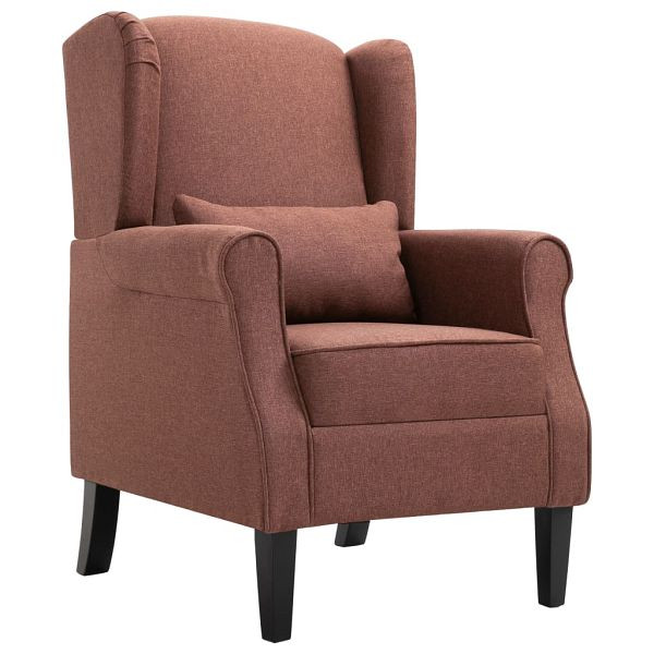 vidaXL Sessel Farbe Braun Stoff, Material: Stoff + Holz- und Sperrholzrahmen + Beine aus massiver Eiche, 248617, 8719883593197