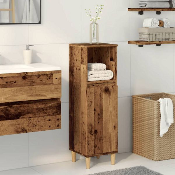 vidaXL Badschrank Altholz-Optik 30x30x100 cm Holzwerkstoff, 857108