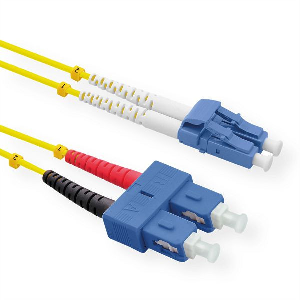 ROLINE LWL-Kabel Duplex, Single Mode 9/125µm OS2, LC/SC, gelb, 2 m, 21.15.8792