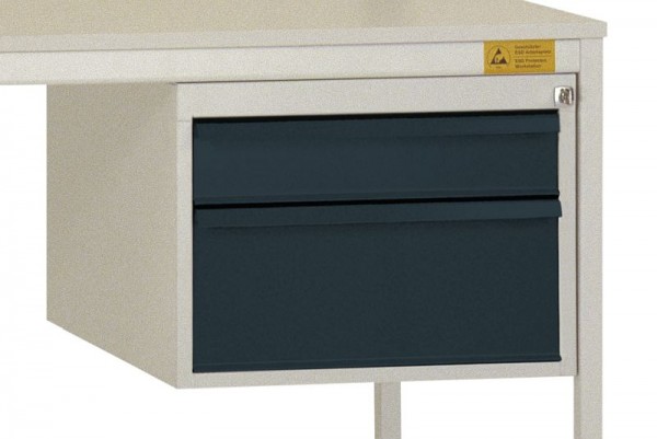 Manuflex ESD-Gehäuse-Unterbau, Nutzhöhe 300 mm mit 2 Schubfächern, Anthrazit, LD4702.7016