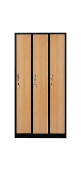 Mades Garderobenschrank 3-türig schwarz/Buche Dekor, SD1077131sbuA