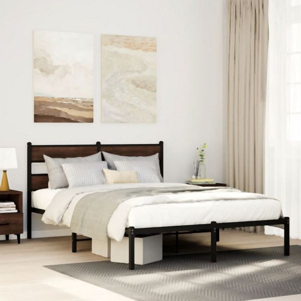 vidaXL Bettgestell ohne Matratze mit Kopfteil Braun Eiche 140x200 cm, 4017152