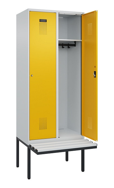 C+P Spind Evolo PLUS, 2 Abteile, 2120x800x815mm, 7035/1004, Haken 4, Zylinderschloss, Material Sitzfläche Kunststoff, 0490407-22 S10081