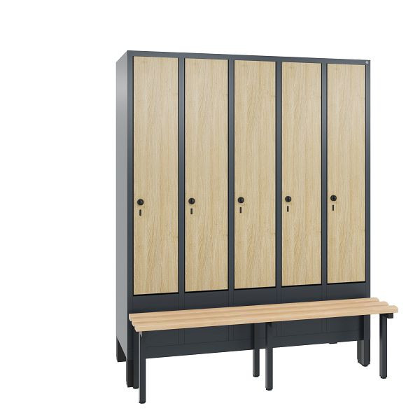 C+P Spind Evolo, 5 Abteile, H1850xB1480xT815 mm, Anthrazit/HPL Eiche, 48030-50 S10365