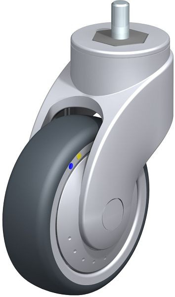 Blickle LWGXE-TPA 101XK-ELS-FK-GSX10 Kunststoff-Lenkrolle WAVE, rostfrei, mit Gewindestift, Thermoplastisches Gummi-Elastomer, Grau, 751775