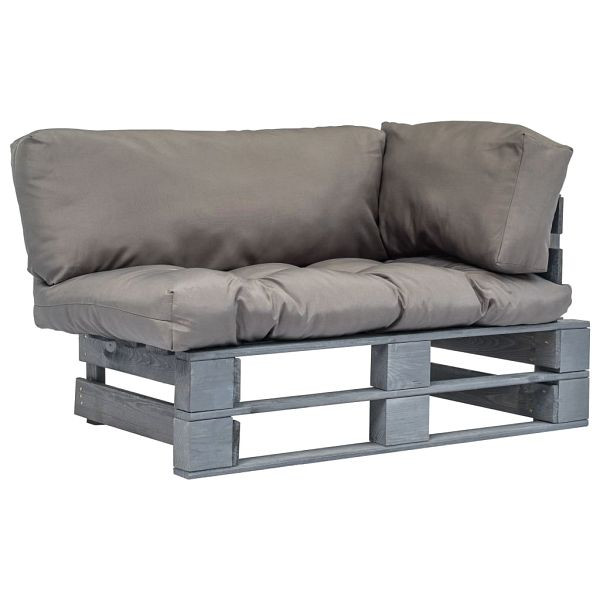 vidaXL Outdoor-Sofa Paletten mit Kissen in Grau Kiefernholz, 275294